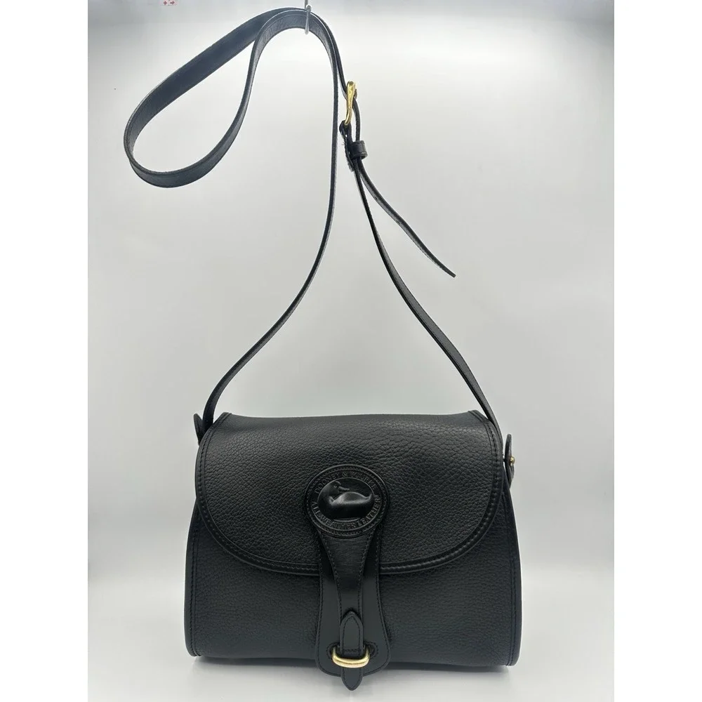 Vintage Dooney & Bourke AWL Essex Crossbody Bag Black Leather Gold Hardware